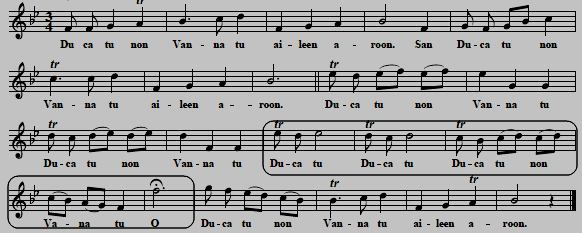 11. "Aileen Aroon", as sung by Kitty Clive, 1742 (see No. 4), original key "G", here transposed to "Bb"