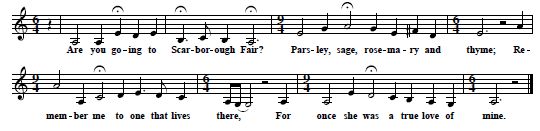 2. "Scarborough Fair", as sung by Ewan MacColl on Matching Songs For The British Isles And America (Riverside RLP 12-637),also in Seeger/MacColl, The Singing Island,1960, No.22, p. 26 