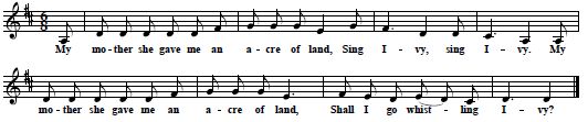 17. "Sing Ivy", as sung by Henry Hills, Shepperton, 1899, collected by W.P. Merrick, published in Merrick 1901, p. 83