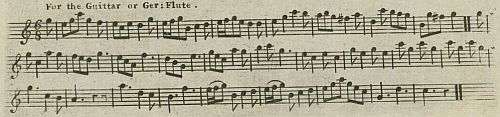 2. "The Cuckow", guittar arrangement from undated songsheet, ca. 1775