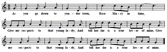 28. "As you go down in yonder town...", as sung by Mary E.Lux, Canton, Ohio, collected by Mary O. Eddy, published in 1939 in her Ballads And Songs From Ohio, here from Bronson I, 2.43, pp. 27-8