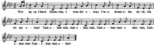 24. "The Dunkard's Song", as sung by "mountain whites" in East Tennesse, collected by E. C. Perrow in 1905, published in Perrow, Songs And Rhymes From The South, in: Journal of American Folk-Lore, Vol. 23, 1915, pp. 129 - 190, here p.129 