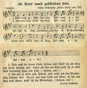 91. "Heut' mu geschieden sein", in: Simon Breu, Deutsches Jugendliederbuch fr Gymnasien, Oberrealschulen, Realschulen und andere hhere Lehranstalten, 2. Auflage, Essen & Wrzburg 1909, No. 60, p. 52-3