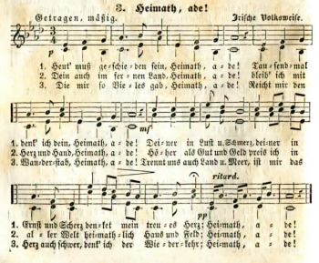 54. "Heimath, Ade!", in: J. Chr. Weeber & Friedrich Krau, Liedersammlung fr die Schule. Vier Abtheilungen in stufenmig geordneter Folge bearbeitet. III. Heft zum Gebrauch der Oberschule, 50 zwei- und dreistimmige Lieder enthaltend, 3. Stereotyp-Auflage, Stuttgart 1854, No. 3, p. 2 
