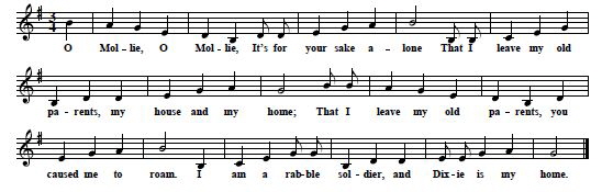 25. "Jack O'Diamonds", tune and first verse, from John A. Lomax, Cowboy Songs And Other Frontier Ballads, New York 1910, pp. 295-6