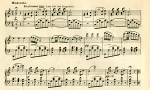 73. "Schottisches Lied. Laut tn' das Siegeslied", in: A. Boieldieu, Die Weisse Dame, Potpourri fr Pianoforte von Rich[ard] Tourbi, Otto Wernthal, Berlin n. d. [c. 1900], p. 14