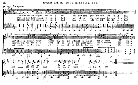 30. Robin Adair. Schottische Ballade, in: Arion. Sammlung auserlesener Gesangstcke mit Begleitung der Guitarre, 1. Band, Braunschweig, bei F. Busse, n. d. [1828/9], No. 47, p. 82