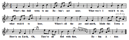 16. Text & tune from: Robin Adair : The Much Admired Ballad Sung with enthusiastic applause  By Mr. Braham at the Lyceum Theatre, The Symphony & Accompaniments Composed & Arranged For The Harp Or Piano Forte by W. Reeve, Button & Whitaker, London, n. d. [1812]