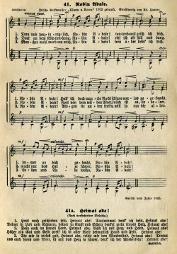 67. "Robin Adair" & "Heimat Ade!", in: Adolf Zander & Dr. L. H. Fischer (ed.), Liederschatz. Sammlung vierstimmiger Chorlieder fr Knaben und Mdchen, Berlin, n. d., No. 41, p. 59 (here from the 23th edition, identical to the 7th edition, [1907], 