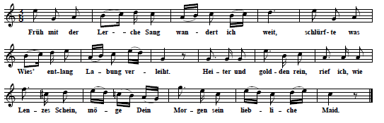 1. "Liebliche Maid", 12 Gesnge von R. Burns, Fr. Rckert und W. Osterwald fr eine Singstimme mit Begleitung des Pianoforte, Opus 4, Heft 1 , No. 3: (1845, 1862)