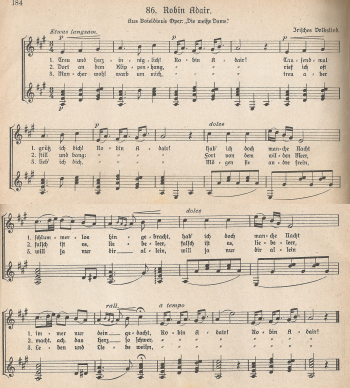 84. "Robin Adair", in: 100 Lieder zur Laute oder Gitarre, gesetzt von Carl Blume (Tongers Taschen-Album Band 60), Kln n. d.  [before 1917/8], No. 86, pp. 184-5