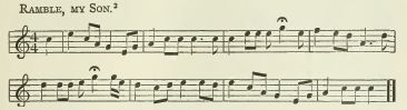 31. "Ramble, My Son", from: Phillips Barry, Folk-Music in America, in: Journal of American Folklore, Vol. 22, 1909, pp. 72-81, here p. 77