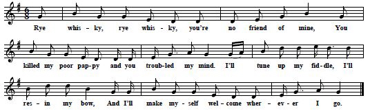 36. "Rye Whiskey", from: John & Alan Lomax, Cowboy Songs And Other Frontier Ballads, New York 1938 (enlarged new edition), p. 166 ("second musical version, transcribed from a recent recording")