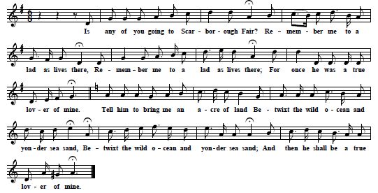 36. Scarborough Fair","from William Moat, a Whitby fisherman", collected by H.M.Bower, 1891, published in Broadwood/Maitland, English County Songs, 1893, p. 12