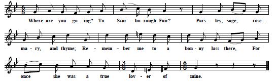 38. "Scarborough Fair", from Cecil Sharp, One Hundred English Folk Songs For Medium Voice, 1916, No.74, p. 167