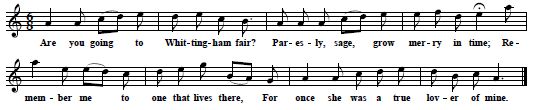 "Whittingham Fair", tune and text from Thomas Hepple manuscript, ca.1857