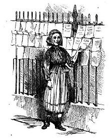 13. A girl selling song sheets on the street, ca. 1870